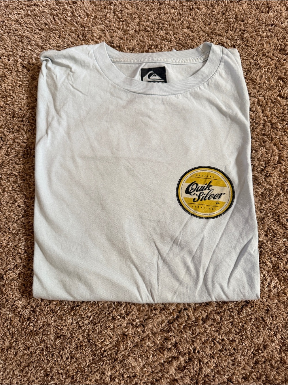 Quiksilver Light Blue Short-Sleeve Tee with Yellow Chest Emblem